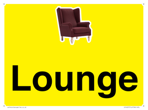 Lounge Dementia Friendly Yellow SIgn